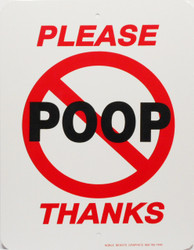 Please No Poop / 9"W x12"H / Wht & Red & Blk