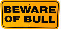 Beware of Bull / 6"x12" / Yellow & Black