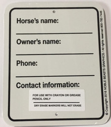 Contact Information Stall Sign / 5"W x 6"H / White & Black