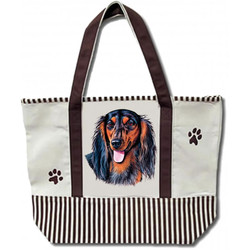 Longhaired Black/tan Canvas Tote