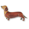 Silver Plated Enameled Red Dachshund pin