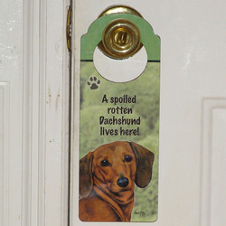 A spoiled rotten dachshund lives here doorknob sign