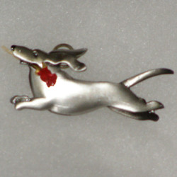 Running pewter Dachshund With Rose