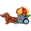 Little Red Dachshund Pulling Hotdog Cart