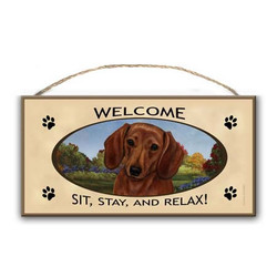 Red Dachshund Welcome Sign