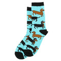 Red And Blk/tn Dachshunds On Sky Blue Socks