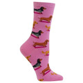Pink Women's Dachshund Print Socks