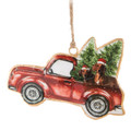 Dachshunds In A Truck Christmas Ornament Left Side
