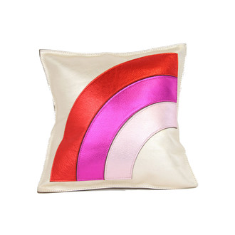 Leather Pillow Arc, Pink/Red