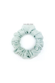 Chelsea King French Ribbed Thins Scrunchie in Mint Blue