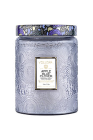 Voluspa Large Glass Jar Candle in Apple Blue  Clover