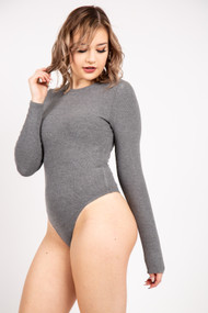 Dex Ribbed Bodysuit in Heather Charcoal