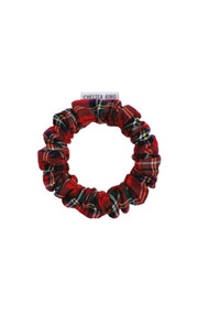 Chelsea King Bamboo Tartan Thins Scrunchie in Red