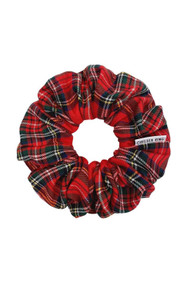 Chelsea King Bamboo Tartan Scrunchie in Red