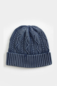 Free People Stormi Washed Cable Beanie in Navy