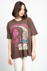 Daydreamer The Doors Strange Nights are Coming Merch Tee in Chocolate