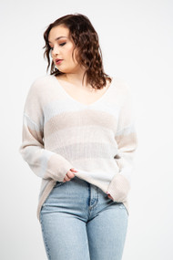 Gentle Fawn Tucker Sweater in Heather Oatmeal Stripe