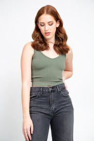 Free People Ribbed Brami in Army