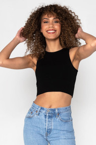 C'est Moi Bamboo High Neck Crop in Black