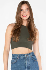 C'est Moi Bamboo High Neck Crop in Olive