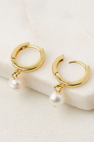 Lover's Tempo Amari Pearl Hoops in Gold