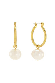 Lover's Tempo Andie Pearl Hoops in Gold