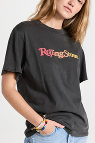 Rolla's Fire Logo Tomboy Tee in Washed Black