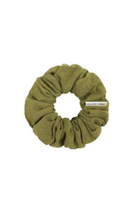 Chelsea King Natural Linen Scrunchie in Olive