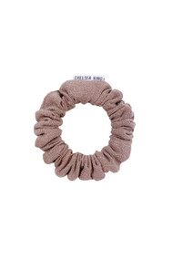 Chelsea King Natural Linen Thins Scrunchie in Taupe