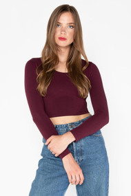 C'est Moi Bamboo Crop Scoop Neck Top in Bordeaux