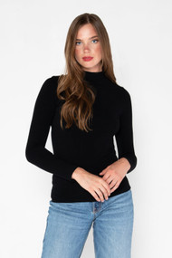 C'est Moi Bamboo Mock Neck Top in Black