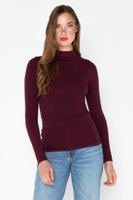 C'est Moi Bamboo Mock Neck Top in Bordeaux