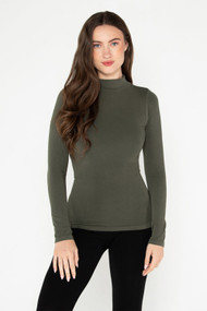 C'est Moi Bamboo Mock Neck Top in Olive