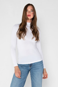 C'est Moi Bamboo Mock Neck Top in White