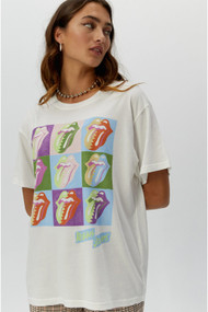 Daydreamer Rolling Stones 9 Licks Boyfriend Tee in Vintage White