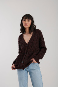 John + Jenn Grayson Cardigan in Black Cherry