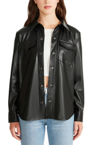 BB Dakota Brooklyn Faux Leather Shacket in Black