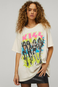 Daydreamer Kiss Destroyer Merch Tee in Dirty White