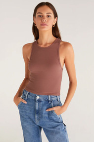 Z Supply Hannah Cropped Rib Tank in Whipped Mocha