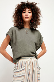 Free People You Rock Tee in Washed Army