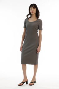 Paper Label Vera Short Sleeve Dress in Charcoal Grey