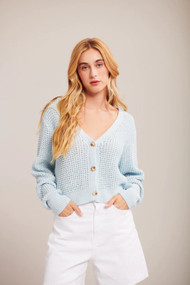 John + Jenn Ollie Cardigan in Clear Water