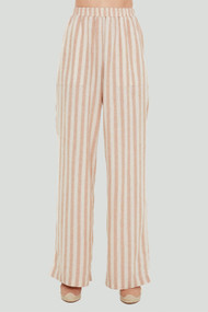 Dex Wide Leg Pant in Taupe Stripe