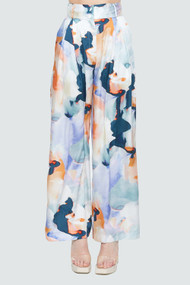 Black Tape Wide Leg Pant in Blue Watercolor