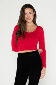 C'est Moi Bamboo Crop Scoop Neck Top in Chili Pepper