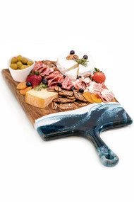 Lynn & Liana Large Acacia Cheese Board in Navy & White