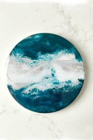 Lynn & Liana Ceramic Resin Coaster in Emerald Jewel