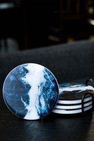 Lynn & Liana Ceramic Resin Coaster in Navy & White