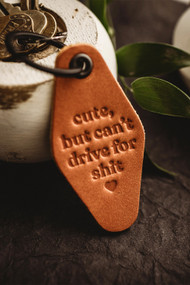 Misfit Cute But Can't Drive Leather Motel Keychain