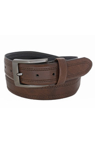 Custom Leather Double Stitched Belt in Dark Brown